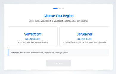 Sign up on Antamedia Cloud Platform