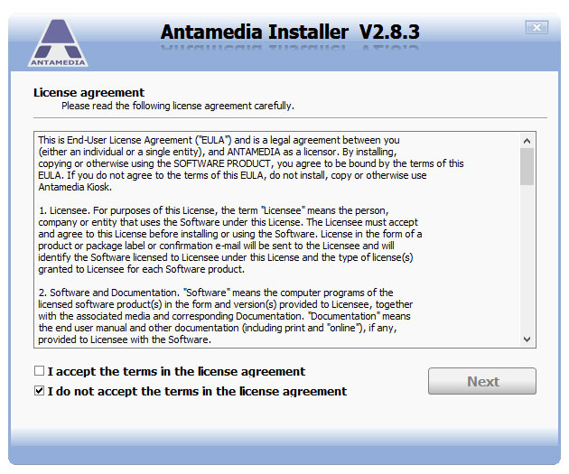 Kiosk software installation I Antamedia software