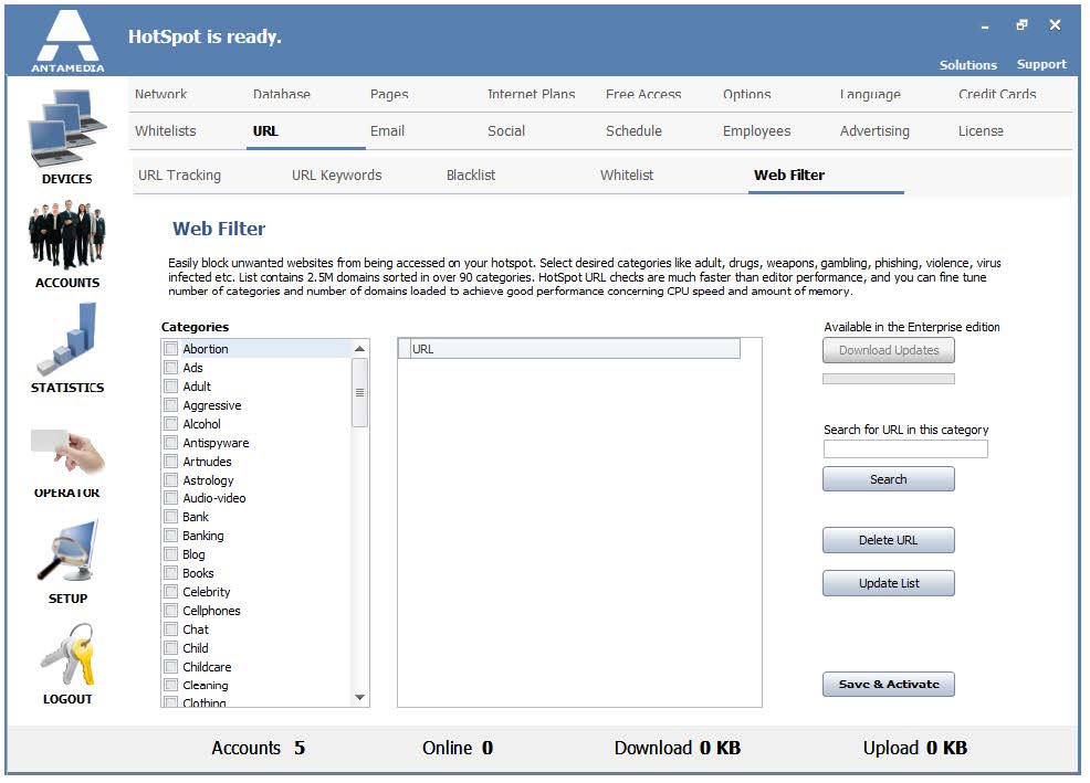 Web Filter I Antamedia software